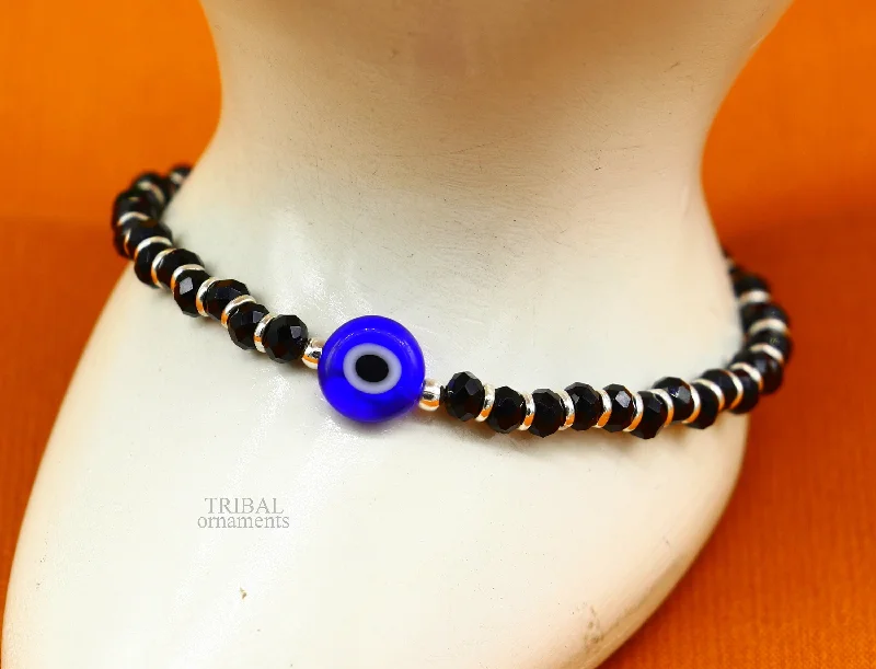 Modern Statement Jewelry For Bold Styling 925 sterling silver handmade beaded bracelet, best girl's , toddlers, excellent adjustable girl's evil eye bracelet from india bbr36