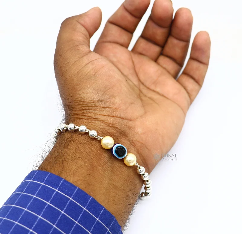 Best-Selling Jewelry Styles Now At Exclusive Discounts 925 sterling silver handmade silver beaded evil eye bracelet, amazing stylish unisex cultural trendy bracelet all sizes jewelry sbr466