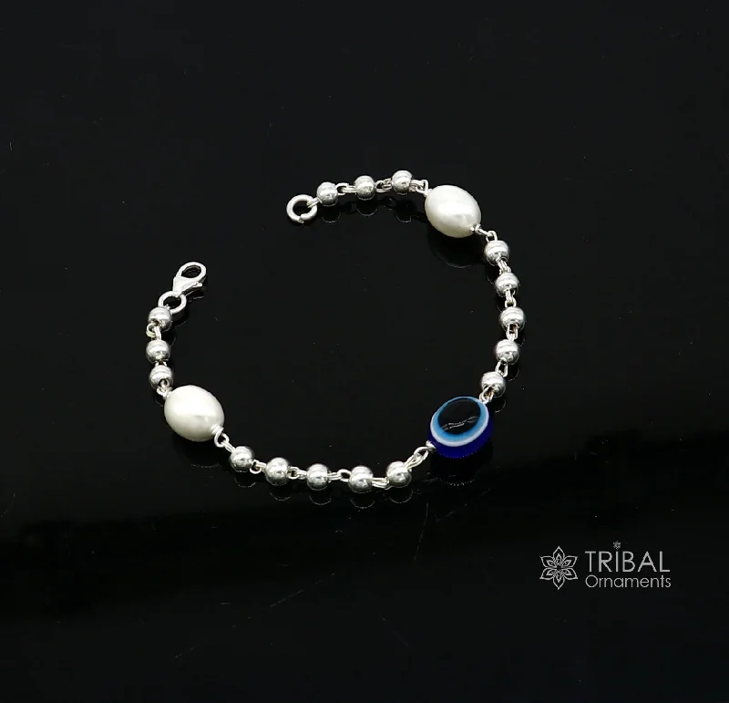 Make Every Moment Shine – Jewelry Discounts Available 925 sterling silver handmade silver beaded evil eye bracelet, stylish unisex cultural trendy bracelet all sizes jewelry sbr471