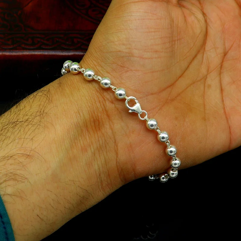 Shop Fine Jewelry With Amazing Deals All sizes 925 sterling silver handmade 5.5 mm round beads balls unisex bracelet, fabulous customized 8 inches long beaded bracelet stylish gift sbr211 Shop Fine Jewelry With Amazing Deals All sizes 925 sterling silver handmade 5.5 mm round beads balls unisex bracelet, fabulous customized 8 inches long beaded bracelet stylish gift sbr211