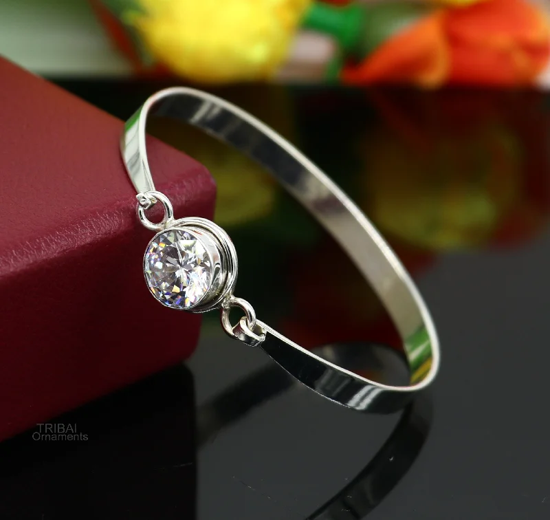 Bestselling Jewelry At Special Promotional Rates Elegant 925 sterling silver cubic zircon stone bangle bracelet kada, Gorgeous bangle kada, best gifting girl's cuff bangle jewelry ba133