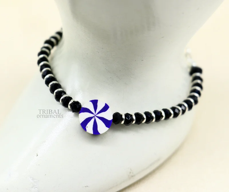 Dainty Floral Jewelry For Feminine Elegance Elegant baby beaded bangle bracelet or ankle bracelet 925 sterling silver handmade customized kids jewelry form india bbr43