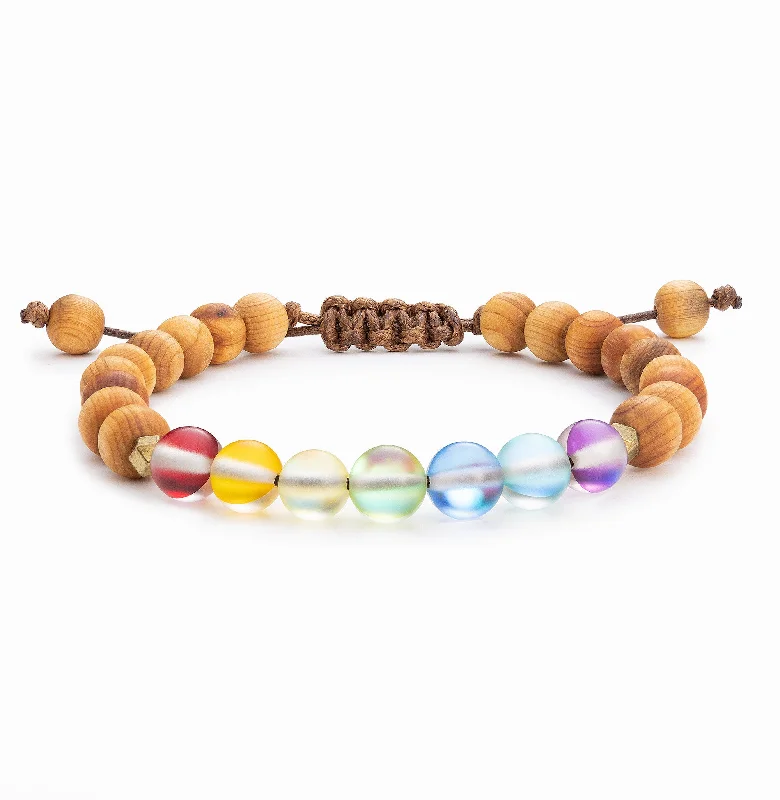 Seasonal Jewelry Sale – Upgrade Your Collection Glow Glass Mini Chakra Wood Adjustable Bracelet