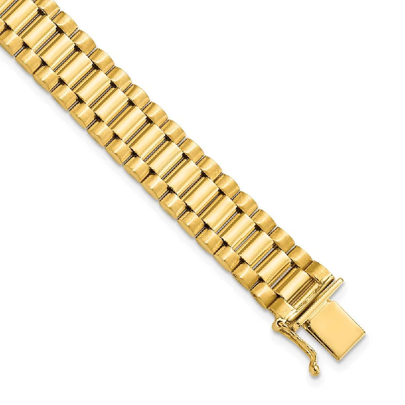 Shop Stylish Jewelry Now And Save Big Mens 10mm 14k Yellow Gold Polished & Satin Panther Link Bracelet, 8 In