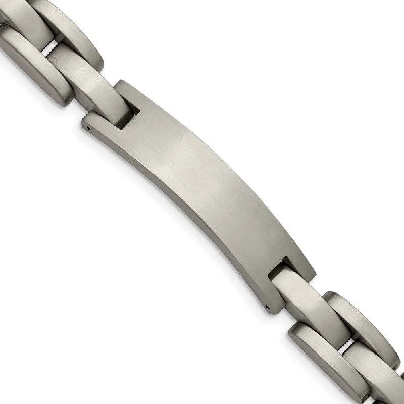 Huge Savings On Premium Jewelry Styles Men's 10mm Engravable I.D. Titanium Satin Link Bracelet - 8.75 Inch