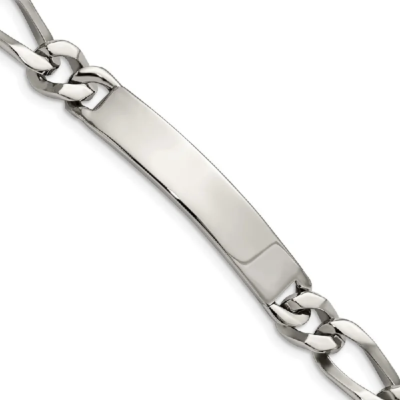 Seasonal Jewelry Sale – Upgrade Your Collection Men's 10mm Polished Stainless Steel Figaro Link I.D. Bracelet, 9.25 In Seasonal Jewelry Sale – Upgrade Your Collection Men's 10mm Polished Stainless Steel Figaro Link I.D. Bracelet, 9.25 In