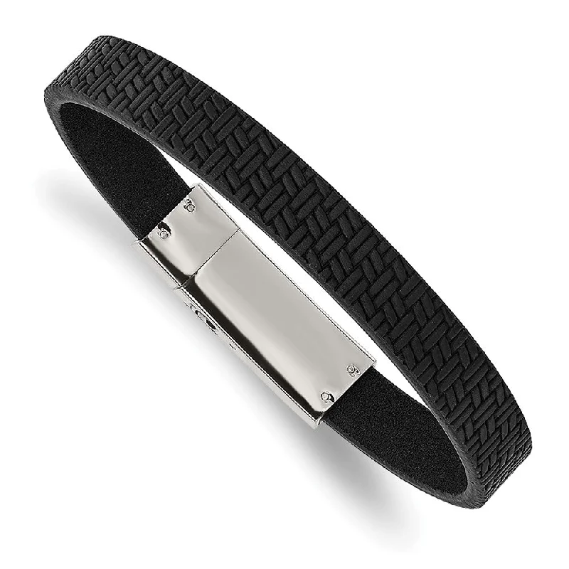 Breathtaking Jewelry At Limited-Time Savings Men's 10mm Stainless Steel & Textured Black Leather Bracelet, 8.5 Inch Breathtaking Jewelry At Limited-Time Savings Men's 10mm Stainless Steel & Textured Black Leather Bracelet, 8.5 Inch