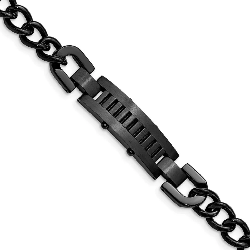 Final Call For Exquisite Jewelry At Reduced Rates Men's 11mm Black Plated Stainless Steel I.D. Bracelet, 8.25 Inch Final Call For Exquisite Jewelry At Reduced Rates Men's 11mm Black Plated Stainless Steel I.D. Bracelet, 8.25 Inch