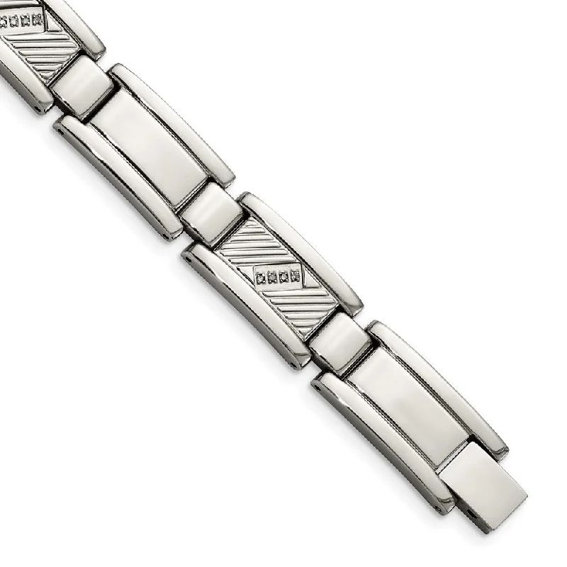 Exclusive Online Discounts On Stylish Jewelry Men's 11mm Stainless Steel and .10 Carat Diamond Bracelet - 8.5 Inch Exclusive Online Discounts On Stylish Jewelry Men's 11mm Stainless Steel and .10 Carat Diamond Bracelet - 8.5 Inch
