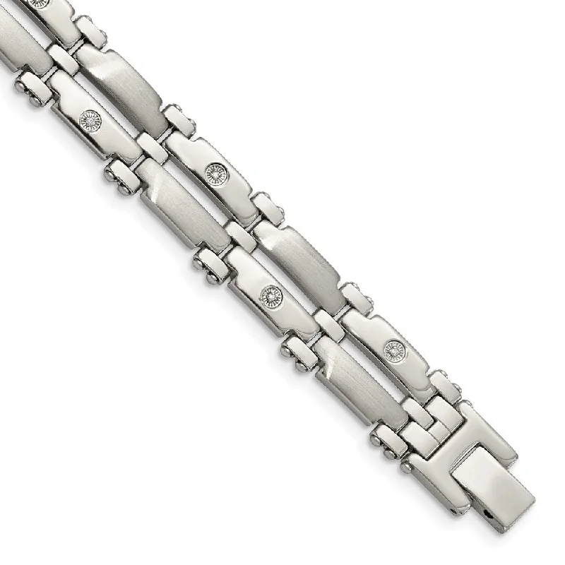 Don't Miss Our Biggest Jewelry Sale Of The Season Men's 11mm Stainless Steel and Diamond Bracelet - 8.5 Inch