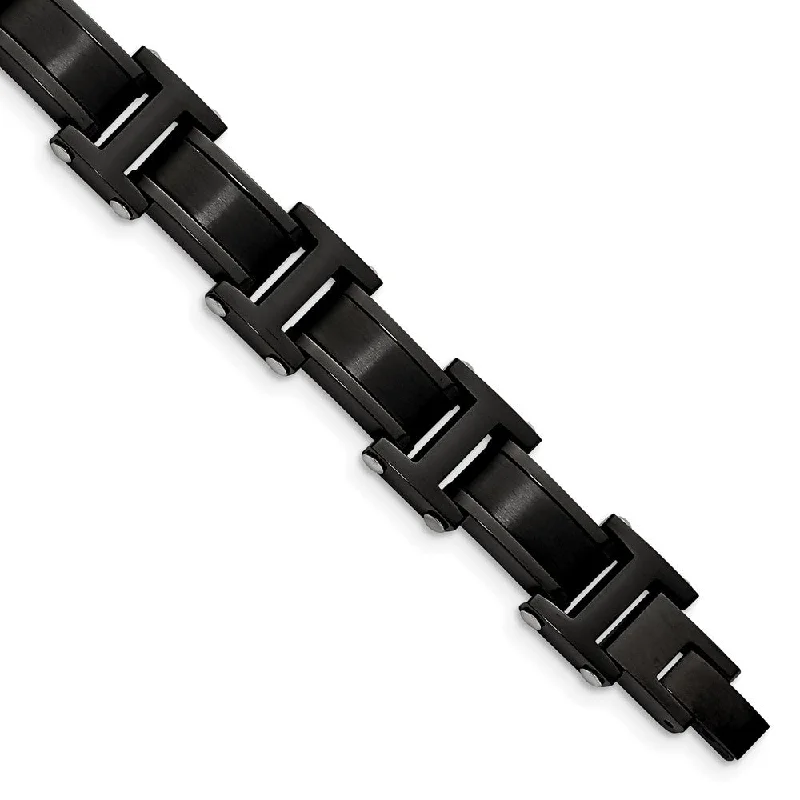 Trendy And Classic Jewelry Now At Reduced Prices Men's 12.5mm Black Plated Stainless Steel Link Bracelet, 8.25 Inch Trendy And Classic Jewelry Now At Reduced Prices Men's 12.5mm Black Plated Stainless Steel Link Bracelet, 8.25 Inch