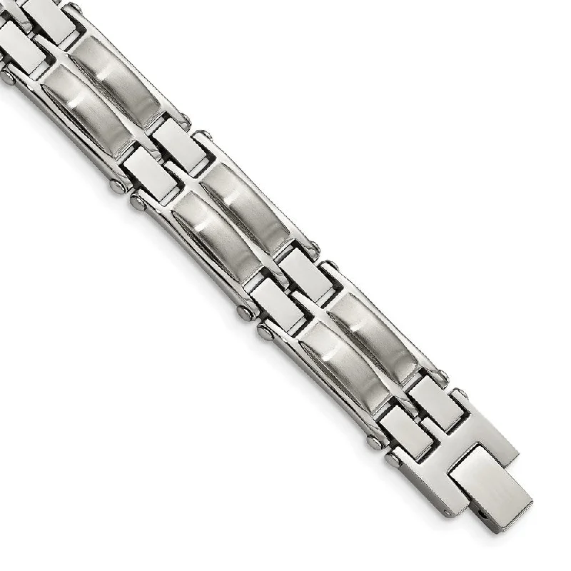 Trending Jewelry Now Available At Exclusive Prices Men's 12.5mm Stainless Steel Domed Link Bracelet, 8.5 Inch