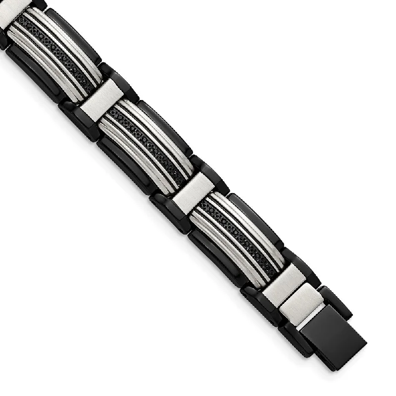 Grab Stylish Jewelry Before The Sale Ends Mens 12mm Two-Tone Stainless Steel & Black CZ Link Bracelet, 8.75 Inch Grab Stylish Jewelry Before The Sale Ends Mens 12mm Two-Tone Stainless Steel & Black CZ Link Bracelet, 8.75 Inch