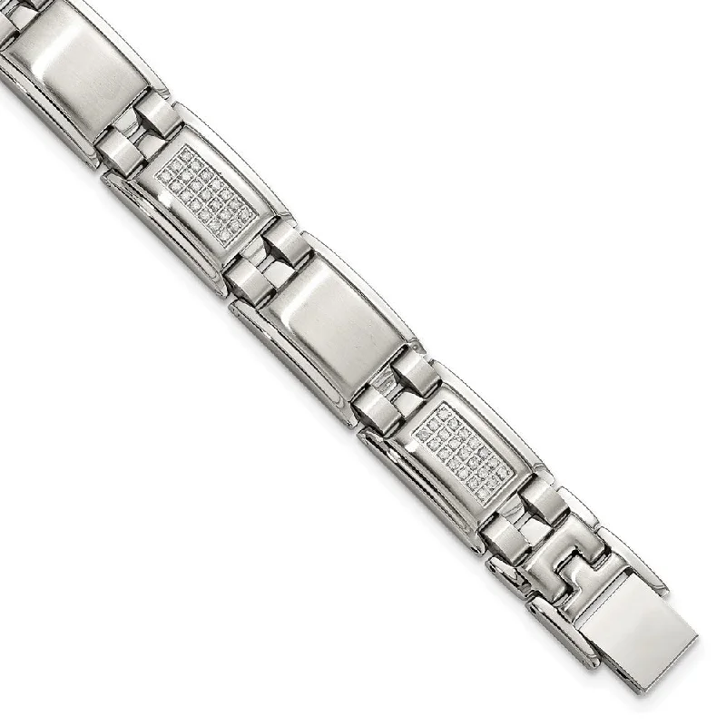 Bestselling Jewelry At Special Promotional Rates Men's 13mm Stainless Steel & 3/4 Ctw Diamond Link Bracelet, 8.75 Inch