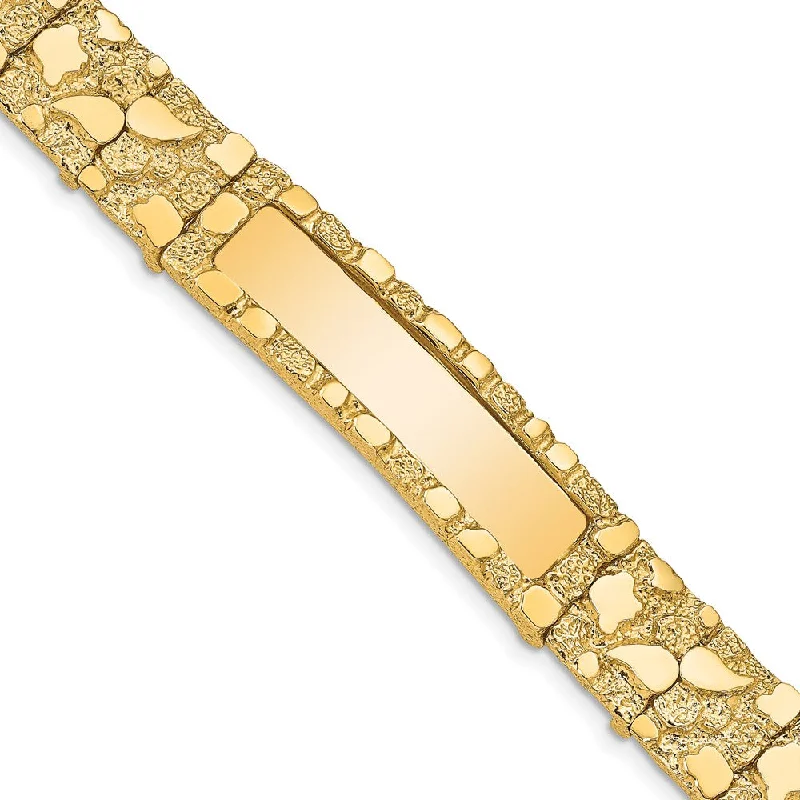 Premium Diamond Jewelry For Unforgettable Moments Men's 14k Yellow Gold 12mm Nugget I.D. Bracelet - 8 Inch Premium Diamond Jewelry For Unforgettable Moments Men's 14k Yellow Gold 12mm Nugget I.D. Bracelet - 8 Inch