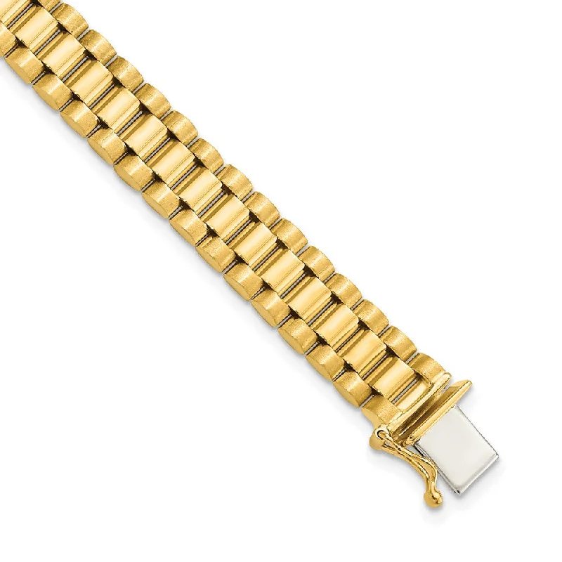 Trending Jewelry Now At Unbeatable Prices Men's 14k Yellow Gold 8mm Polished & Satin Panther Link Bracelet, 8 In