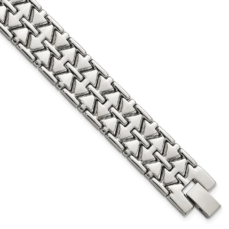 The Ultimate Jewelry Sale – Shop Premium Styles Men's 15mm Polished Stainless Steel Aztec Link Bracelet, 7.5 Inch