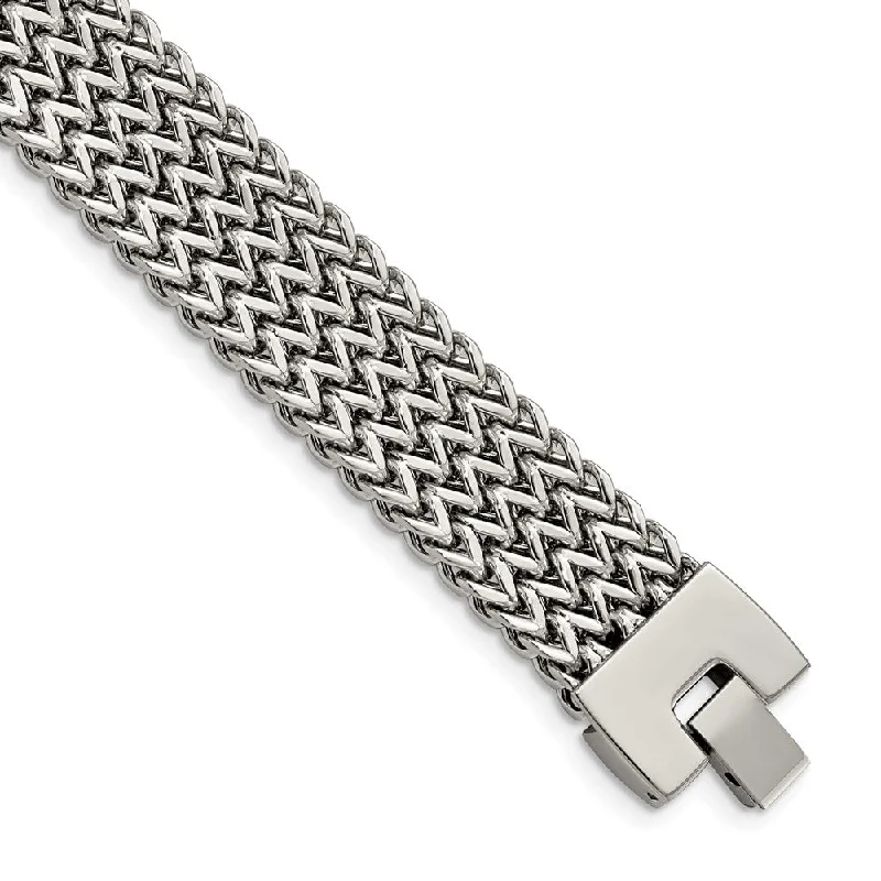 The Perfect Accessory For Less – Jewelry Sale Live Men's 16mm Polished Stainless Steel Woven Bracelet, 7.5 Inch