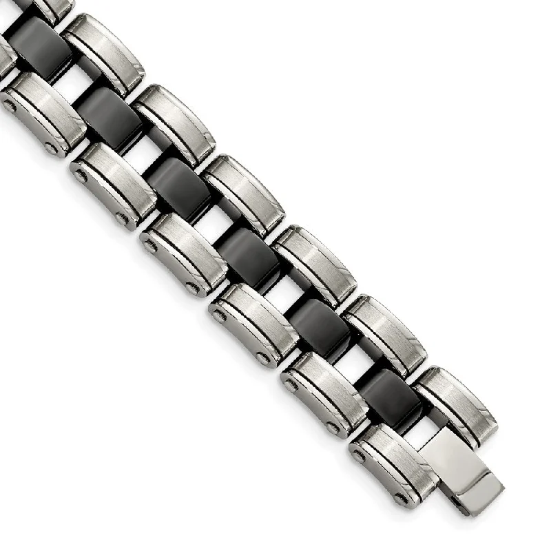 Premium Jewelry Now Available At Special Discounts Men's 17mm Stainless Steel Black Ceramic Panther Link Bracelet, 8.5 In Premium Jewelry Now Available At Special Discounts Men's 17mm Stainless Steel Black Ceramic Panther Link Bracelet, 8.5 In