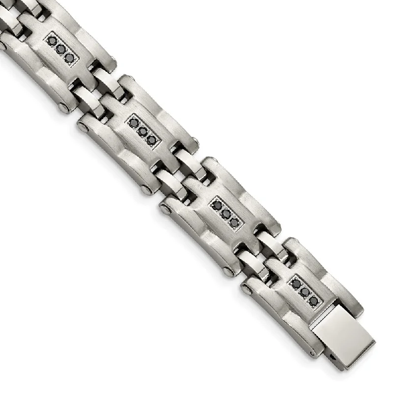 Elevate Your Jewelry Collection With Limited-Time Savings Mens 3/4 Ctw Black Diamond Stainless Steel 12mm Link Bracelet, 8.5 In