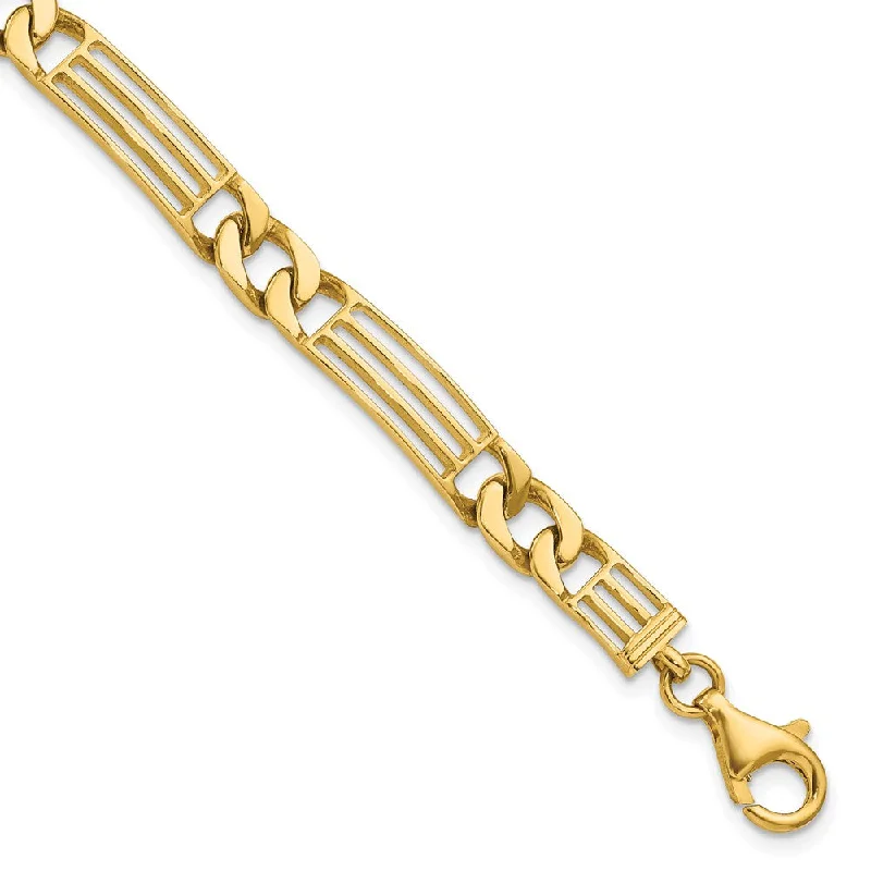 Stunning Statement Jewelry, Unbeatable Discounts Men's 7mm 14k Yellow Gold Polished Link Bracelet, 8.5 Inch