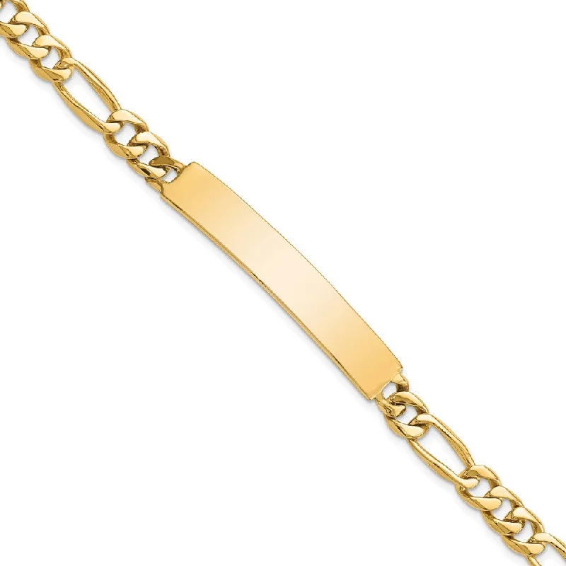 The Jewelry Sale You've Been Waiting For Is Here Men's 7mm 14k Yellow Gold Solid Figaro I.D. Bracelet, 8 Inch The Jewelry Sale You've Been Waiting For Is Here Men's 7mm 14k Yellow Gold Solid Figaro I.D. Bracelet, 8 Inch