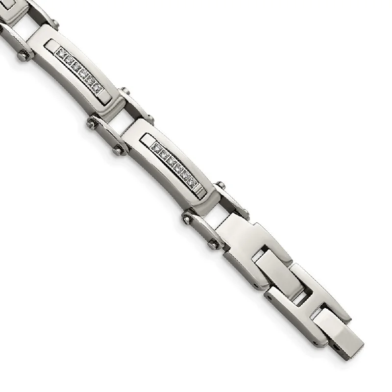 Limited-Stock Jewelry Sale – Once It's Gone, It's Gone Men's 8mm Stainless Steel & CZ Link Bracelet, 8.25 Inch Adjustable Limited-Stock Jewelry Sale – Once It's Gone, It's Gone Men's 8mm Stainless Steel & CZ Link Bracelet, 8.25 Inch Adjustable
