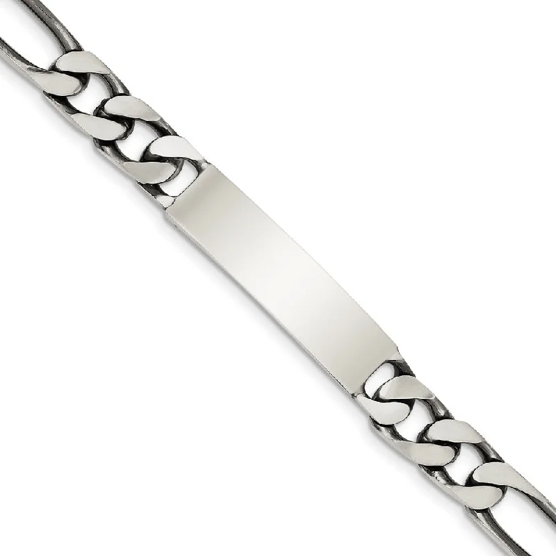 Special Sale On Handcrafted Jewelry – Shop Today Men's 9mm Antiqued Sterling Silver Figaro Link I.D. Bracelet Special Sale On Handcrafted Jewelry – Shop Today Men's 9mm Antiqued Sterling Silver Figaro Link I.D. Bracelet
