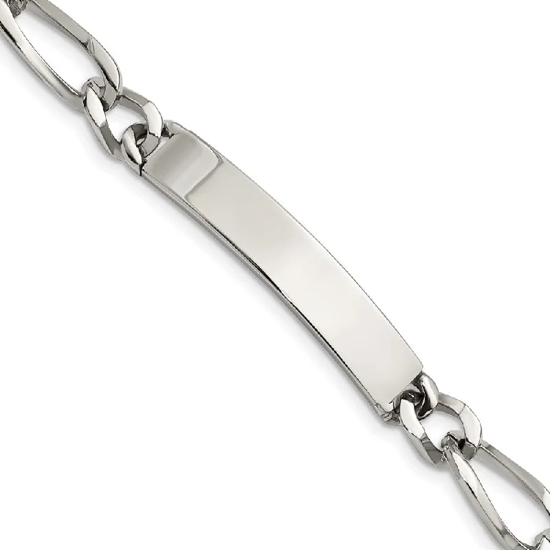 Luxury Jewelry Sale – Elegant Styles At Unbeatable Prices Men's 9mm Polished Stainless Steel Figaro Link I.D. Bracelet, 9.25 In. Luxury Jewelry Sale – Elegant Styles At Unbeatable Prices Men's 9mm Polished Stainless Steel Figaro Link I.D. Bracelet, 9.25 In.