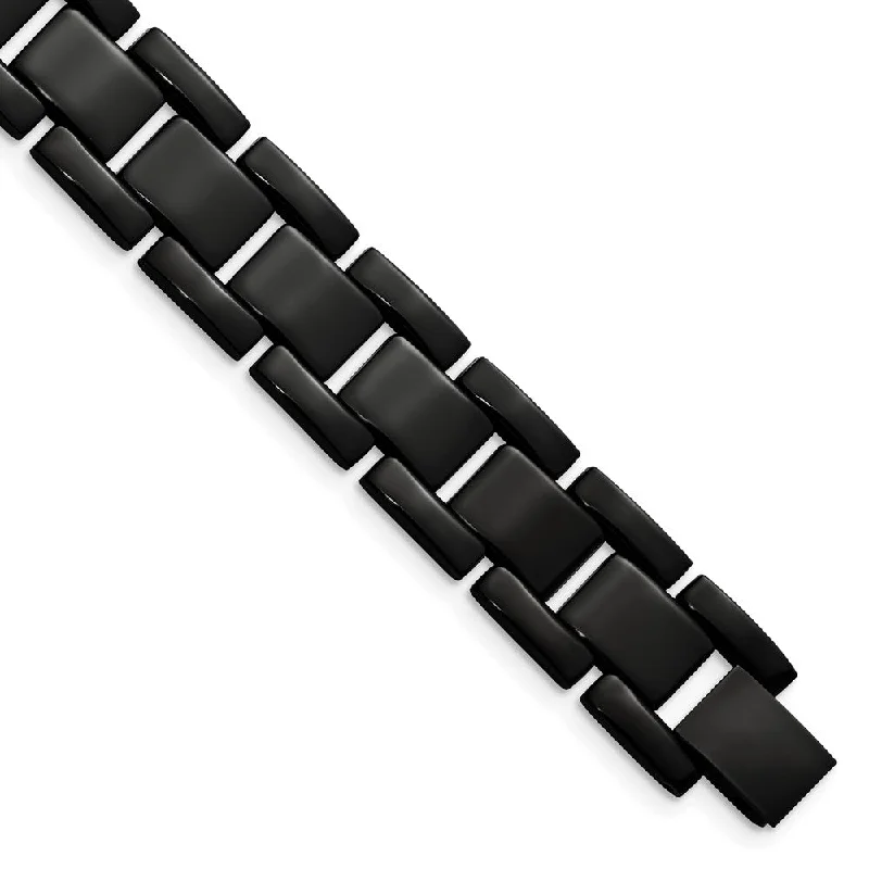 The Perfect Accessory For Less – Jewelry Sale Live Men's Black Plated Stainless Steel 14mm Link Bracelet, 8.25 Inch The Perfect Accessory For Less – Jewelry Sale Live Men's Black Plated Stainless Steel 14mm Link Bracelet, 8.25 Inch