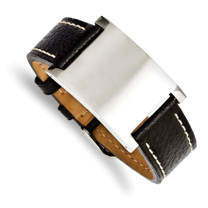 Everyday Jewelry Essentials Now On Sale Mens Blk Leather Brushed Stainless Steel I.D. Buckle Bracelet, 8.75 In Everyday Jewelry Essentials Now On Sale Mens Blk Leather Brushed Stainless Steel I.D. Buckle Bracelet, 8.75 In