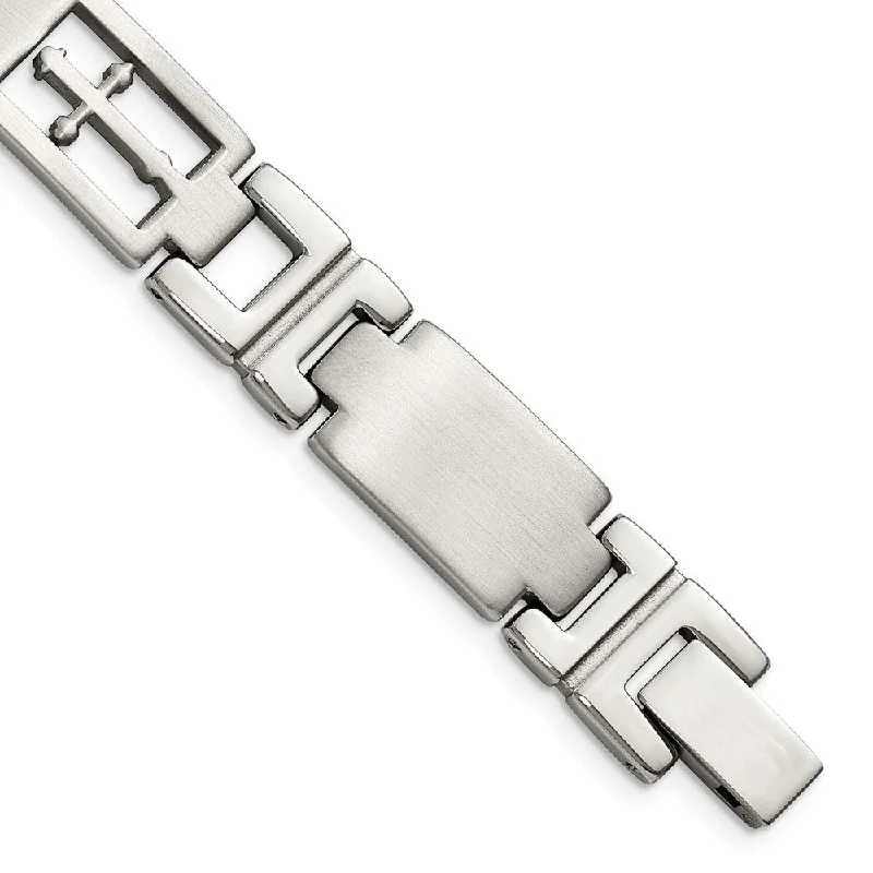 Gorgeous Jewelry, Limited-Time Savings Men's Stainless Steel 11mm Cross Link Bracelet, 8.5 Inch