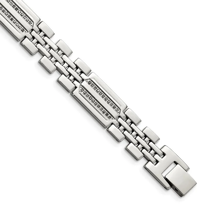 Unmissable Jewelry Discounts – Elevate Your Look For Less Men's Stainless Steel and Diamond 8.75 Inch Bracelet