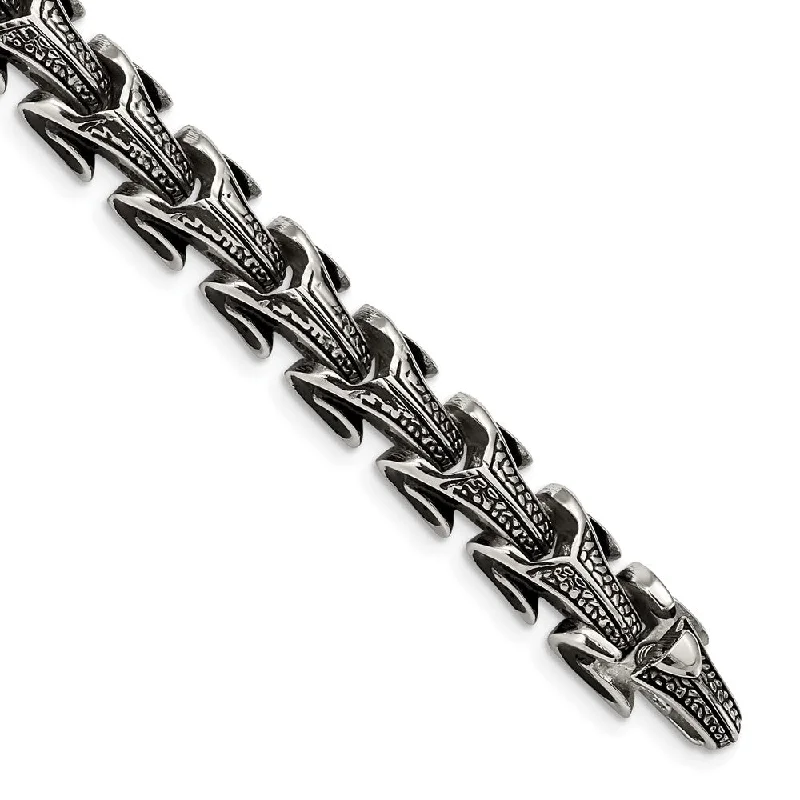Delicate Crystal Jewelry For Sophisticated Charm Men's Stainless Steel Antiqued 8.5 Inch Bracelet Delicate Crystal Jewelry For Sophisticated Charm Men's Stainless Steel Antiqued 8.5 Inch Bracelet