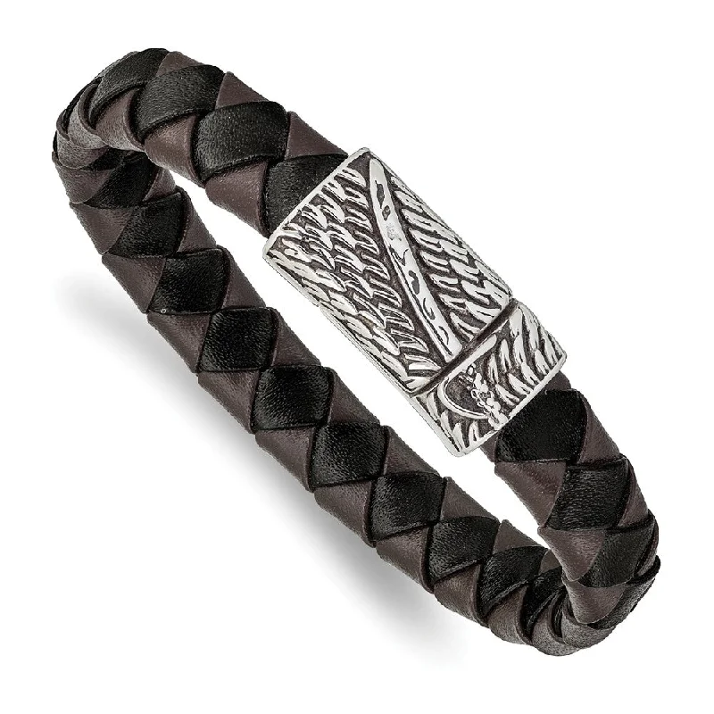 Luxury Jewelry Clearance – Shop Premium Styles Now Men's Stainless Steel Black & Brown Leather Sword Bracelet, 8.5 Inch Luxury Jewelry Clearance – Shop Premium Styles Now Men's Stainless Steel Black & Brown Leather Sword Bracelet, 8.5 Inch