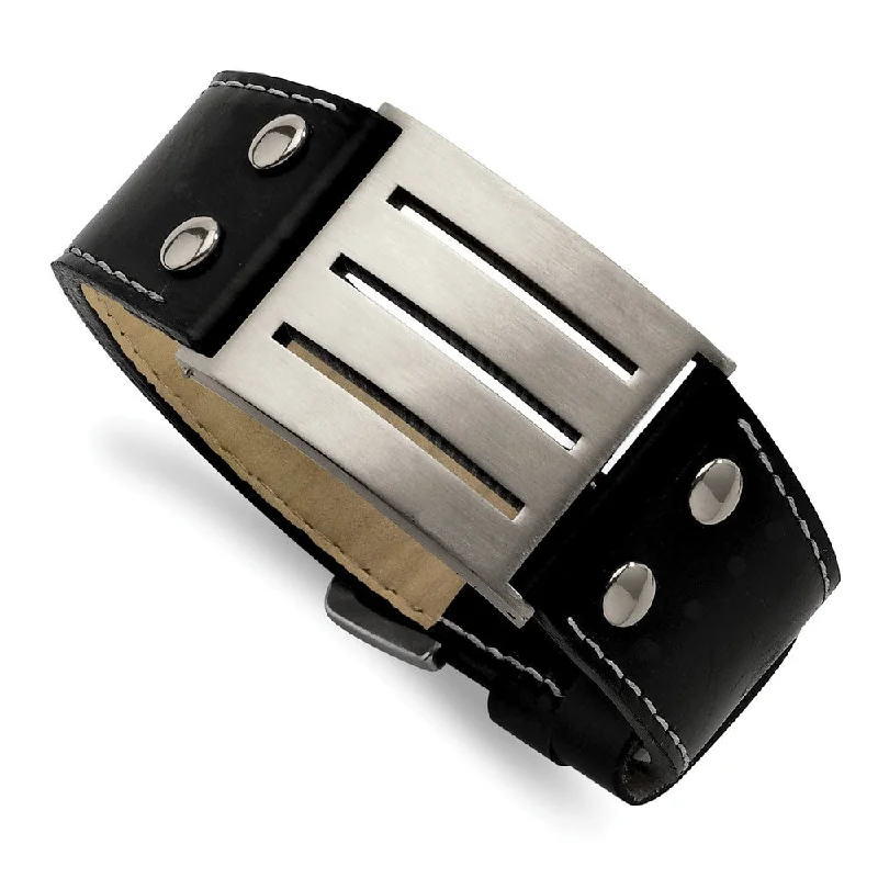 Discover Unique Jewelry With Special Limited-Time Offers Men's Stainless Steel Black Leather Adj. Buckle Bracelet, 8.75 Inch Discover Unique Jewelry With Special Limited-Time Offers Men's Stainless Steel Black Leather Adj. Buckle Bracelet, 8.75 Inch