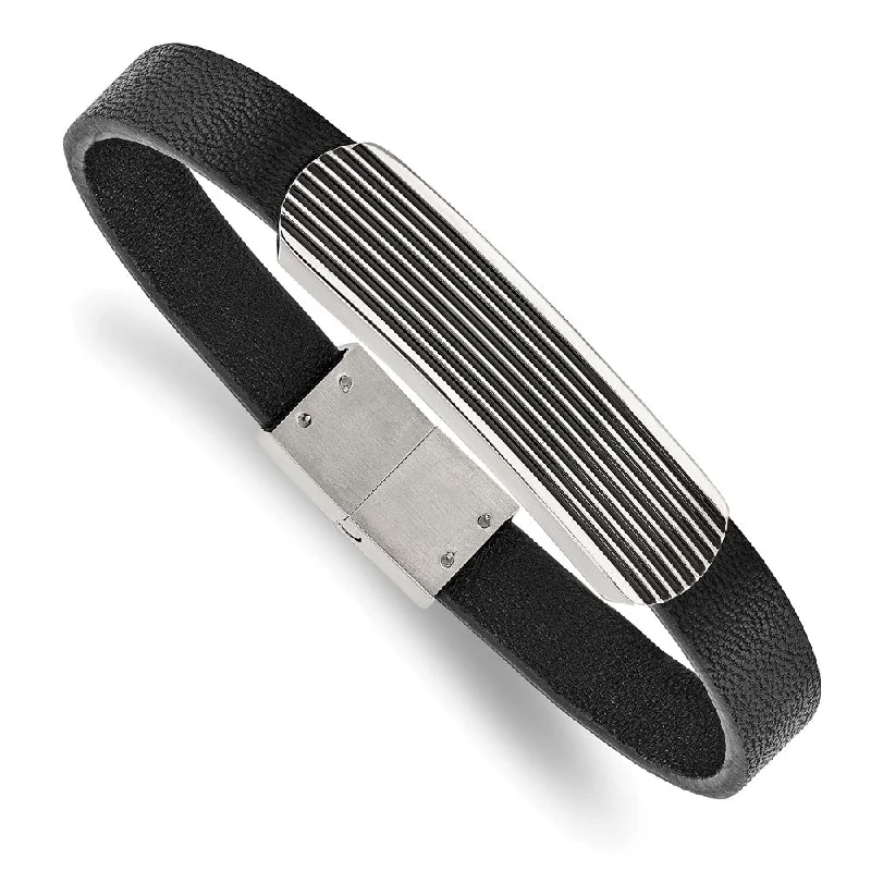 Bestselling Jewelry Now On Sale – Elevate Your Look Men's Stainless Steel Black Leather & Enamel I.D. Bracelet, 8.5 Inch Bestselling Jewelry Now On Sale – Elevate Your Look Men's Stainless Steel Black Leather & Enamel I.D. Bracelet, 8.5 Inch