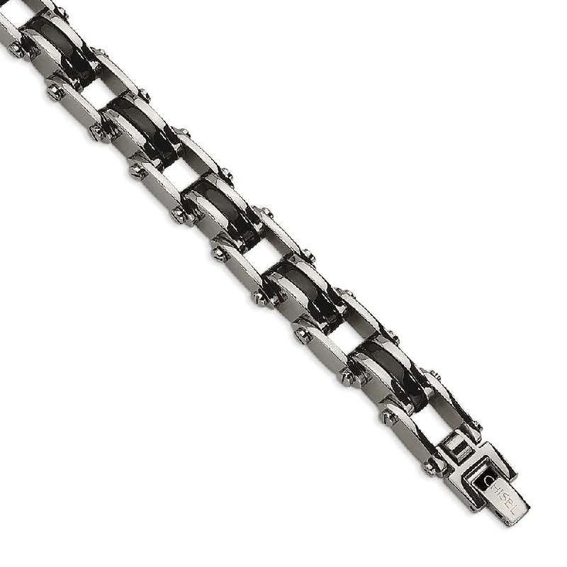 Shop Modern Jewelry Collections With Exclusive Discounts Men's Stainless Steel & Black Plated 10mm Link Bracelet, 8.5 Inch