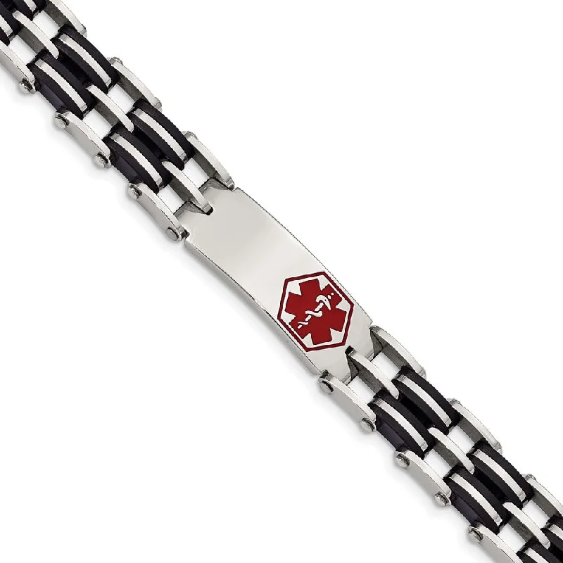 Holiday Jewelry Sale – Perfect Gifts At The Best Prices Men's Stainless Steel Black Rubber 8.25 Inch Medical I.D. Bracelet Holiday Jewelry Sale – Perfect Gifts At The Best Prices Men's Stainless Steel Black Rubber 8.25 Inch Medical I.D. Bracelet
