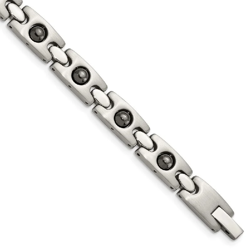 Shine In Style – Shop Jewelry Discounts Today Men's Stainless Steel & Magnetic Black Plated Link Bracelet, 8.5 Inch