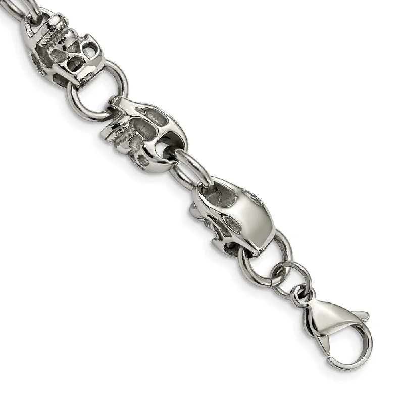 Exclusive Savings On Timeless Jewelry Pieces Men's Stainless Steel Skull Bracelet, 8.75 Inch