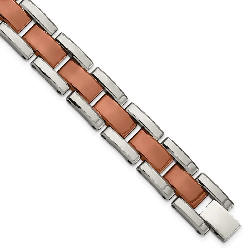 Stunning Jewelry Pieces At The Lowest Prices Ever Men's Tungsten Polished & Brown Plated Panther Link Bracelet, 8.25 In Stunning Jewelry Pieces At The Lowest Prices Ever Men's Tungsten Polished & Brown Plated Panther Link Bracelet, 8.25 In