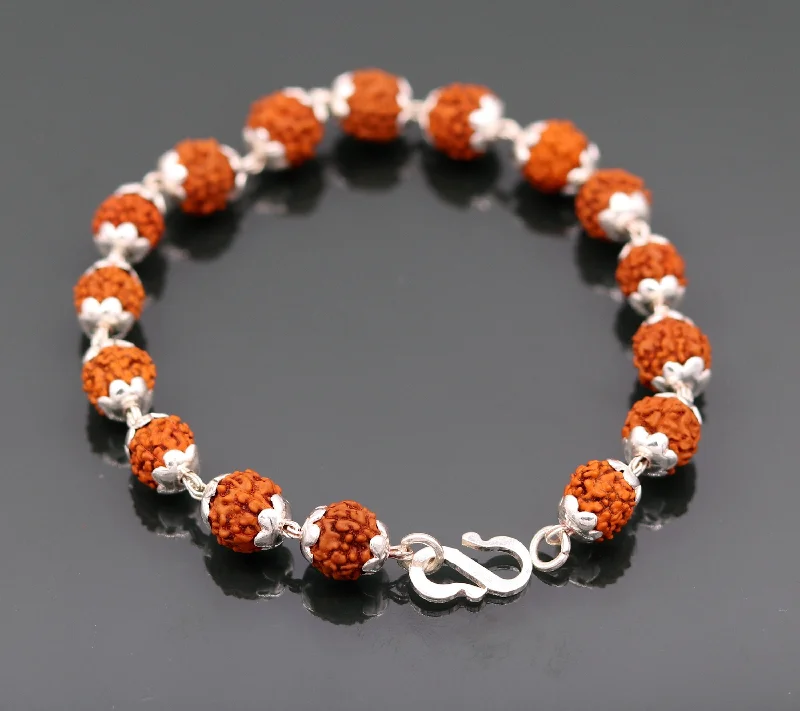Luxury Jewelry At Unbeatable Discounts Solid silver handmade Natural Rudraksha beads 8.5 inches long bracelet jewelry from rajasthan india sbr50 Luxury Jewelry At Unbeatable Discounts Solid silver handmade Natural Rudraksha beads 8.5 inches long bracelet jewelry from rajasthan india sbr50