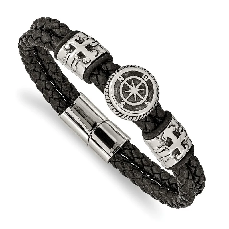 Special Deals On Handcrafted And Designer Jewelry Stainless Steel & Black Leather Antiqued Compass Bracelet, 8.25 Inch Special Deals On Handcrafted And Designer Jewelry Stainless Steel & Black Leather Antiqued Compass Bracelet, 8.25 Inch