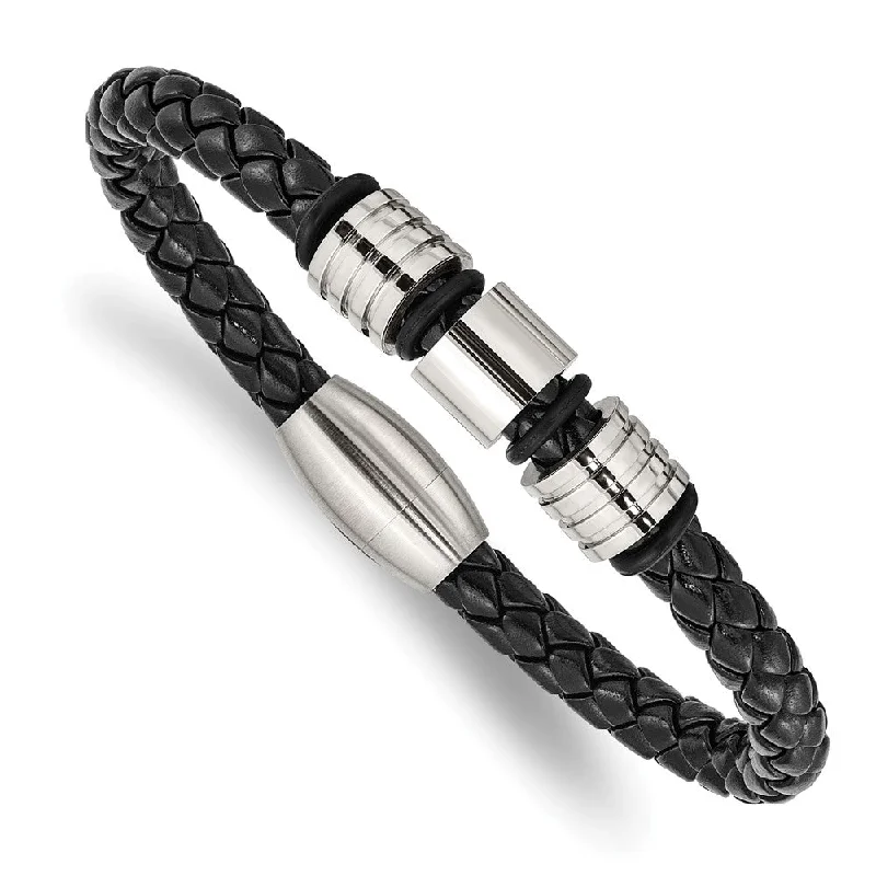 Holiday Jewelry Sale – Perfect Gifts At The Best Prices Stainless Steel Black Leather Polished & Grooved Bead Bracelet, 8.5 In Holiday Jewelry Sale – Perfect Gifts At The Best Prices Stainless Steel Black Leather Polished & Grooved Bead Bracelet, 8.5 In