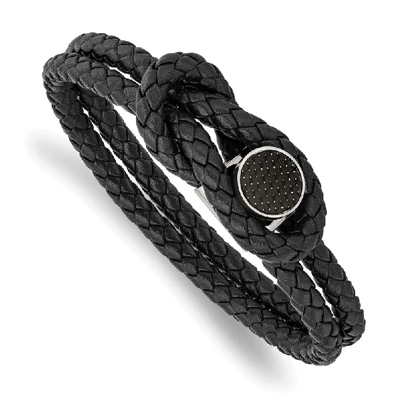 Once-A-Year Jewelry Sale – Grab Your Favorites Now Stainless Steel, Black or Blue Leather, Carbon Fiber Bracelet, 8.5 In Once-A-Year Jewelry Sale – Grab Your Favorites Now Stainless Steel, Black or Blue Leather, Carbon Fiber Bracelet, 8.5 In