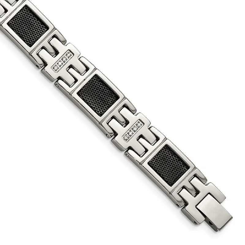 Flash Deals On Fine Jewelry – Shop Before It's Gone Stainless Steel Black Plated Mesh 1/3ctw Diamond Link Bracelet, 8.75in Flash Deals On Fine Jewelry – Shop Before It's Gone Stainless Steel Black Plated Mesh 1/3ctw Diamond Link Bracelet, 8.75in
