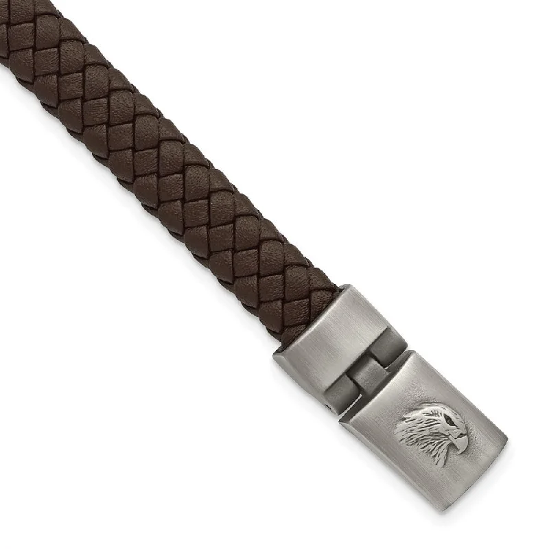 Modern Jewelry At Exclusive Discounts – Shop Today Stainless Steel & Brown Braided Leather Eagle Head Bracelet, 8.75 Inch Modern Jewelry At Exclusive Discounts – Shop Today Stainless Steel & Brown Braided Leather Eagle Head Bracelet, 8.75 Inch