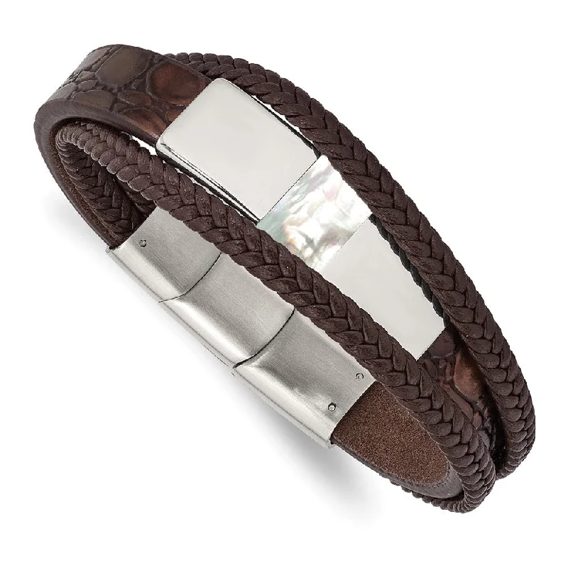 Seasonal Jewelry Clearance – Best Styles At The Lowest Prices Stainless Steel Brown Leather Shell Pearl Adj I.D. Bracelet, 7.5-8 In Seasonal Jewelry Clearance – Best Styles At The Lowest Prices Stainless Steel Brown Leather Shell Pearl Adj I.D. Bracelet, 7.5-8 In