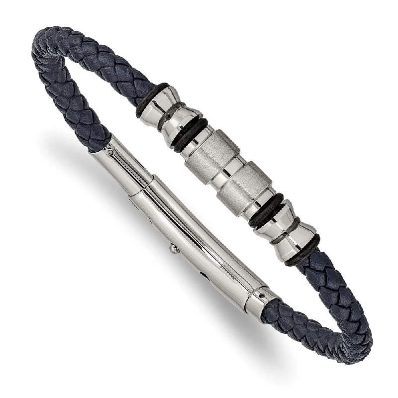 Special Deals On Handcrafted And Designer Jewelry Stainless Steel, Green or Blue Leather Adj Bead Bracelet, 7.75-8.25 In Special Deals On Handcrafted And Designer Jewelry Stainless Steel, Green or Blue Leather Adj Bead Bracelet, 7.75-8.25 In
